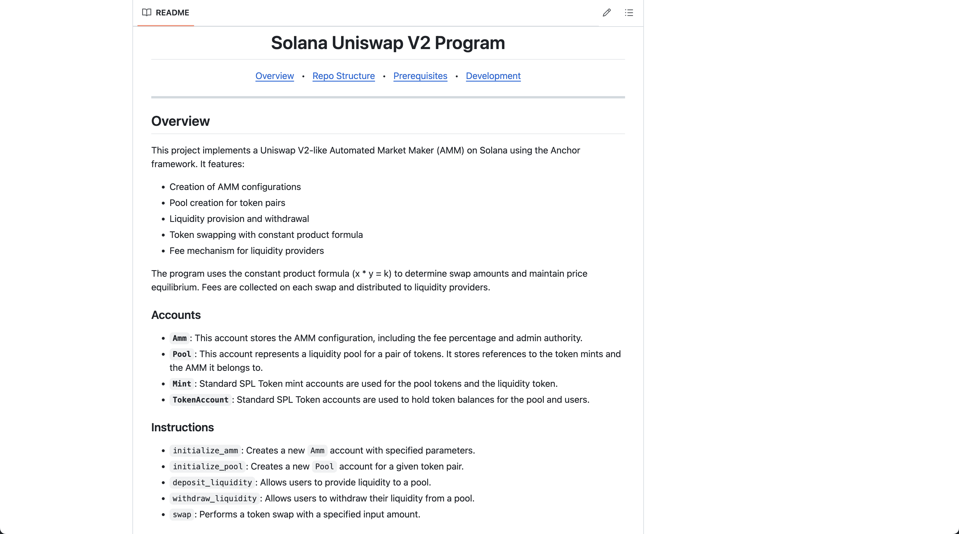 Solana Uniswap V2